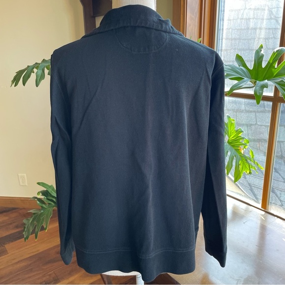 Lauren Ralph Lauren Black Half-Zip Funnel Neck Sweatshirt with Gold Crest Emblem - Picture 3 of 12